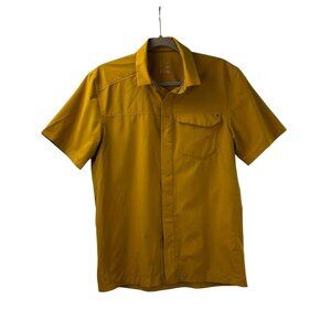 Arc'teryx Men's Size Small Button Up Short Sleeve Shirt Mustard Yellow